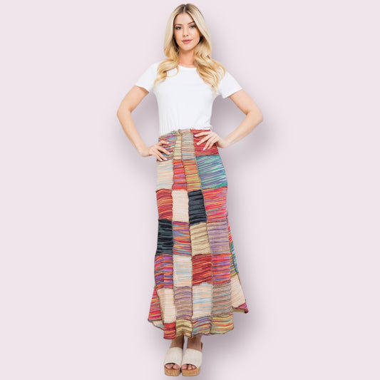 Patched Maxi Skirt