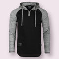 Long Sleeve Contrast Color Block Raglan Pullover Thin Hoodie Black/Grey