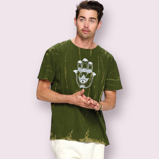 Green Men's Tie Dye Hamsa