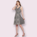 Gray Button Up Embroidery Dress
