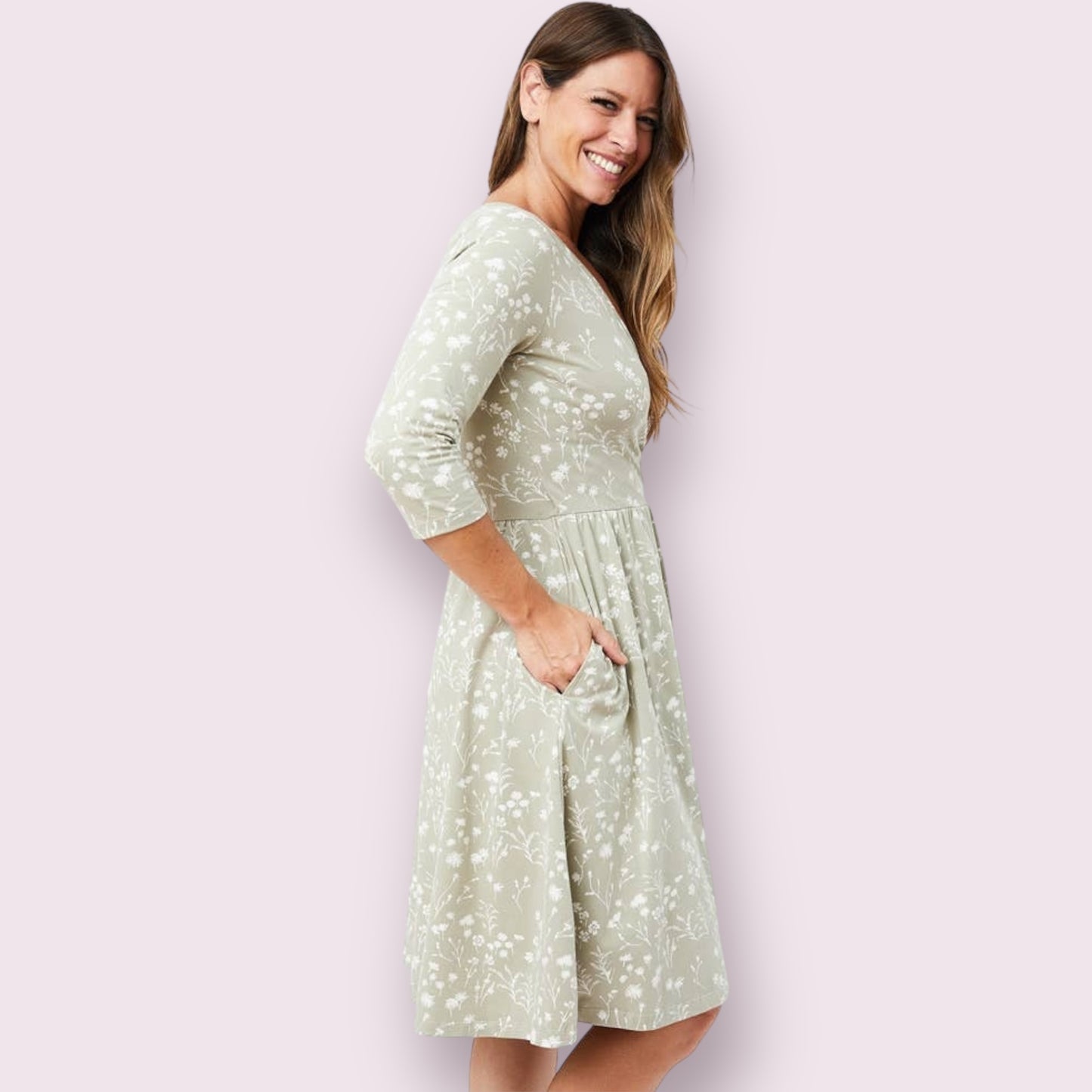 Callie Long Sleeve Wrap Dress Field Taupe