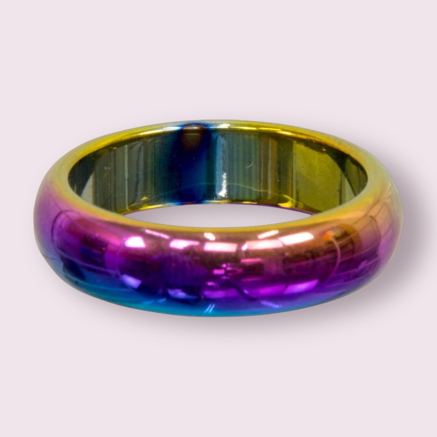 Rainbow Hematite Ring Round - Magnetic