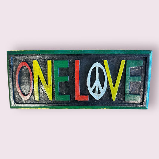 One Love Painted Wooden Plaque Wall Hanging