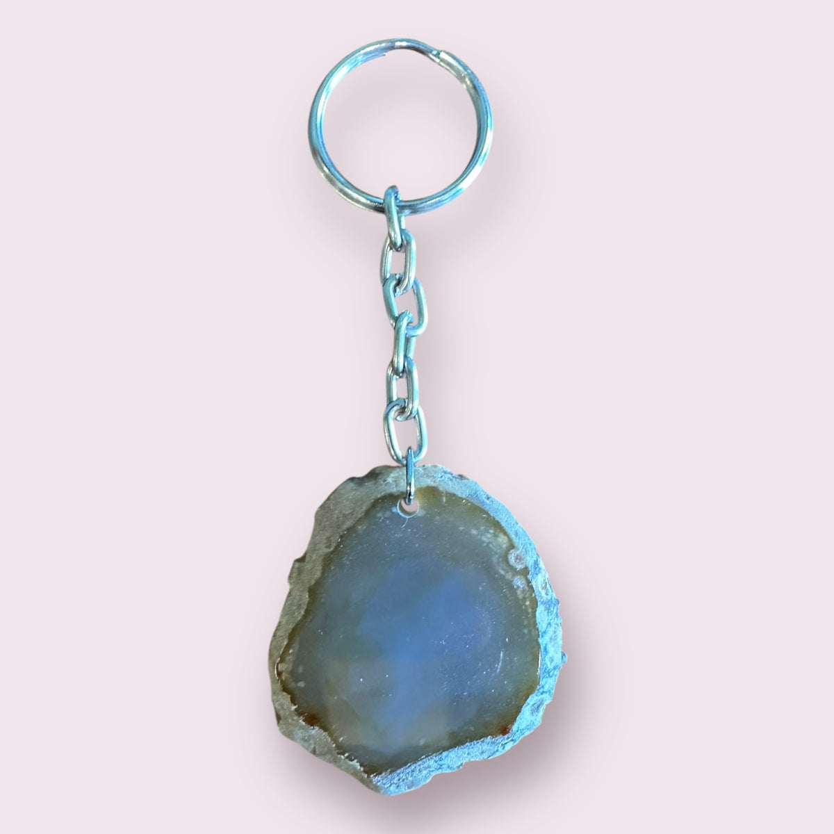 Multi Color Agate Slice Key Chains