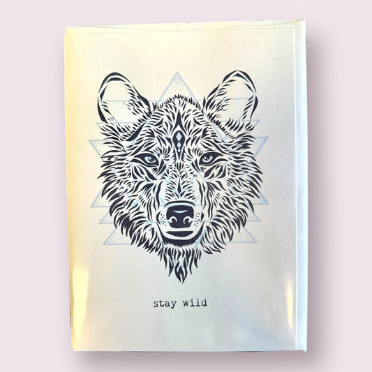 Stay Wild Wolf Greeting Card