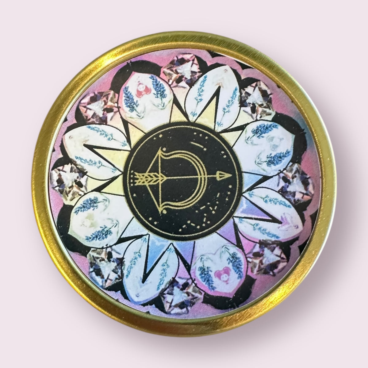 Sagittarius Crystal Candle, Zodiac Candle w/ Gemstones