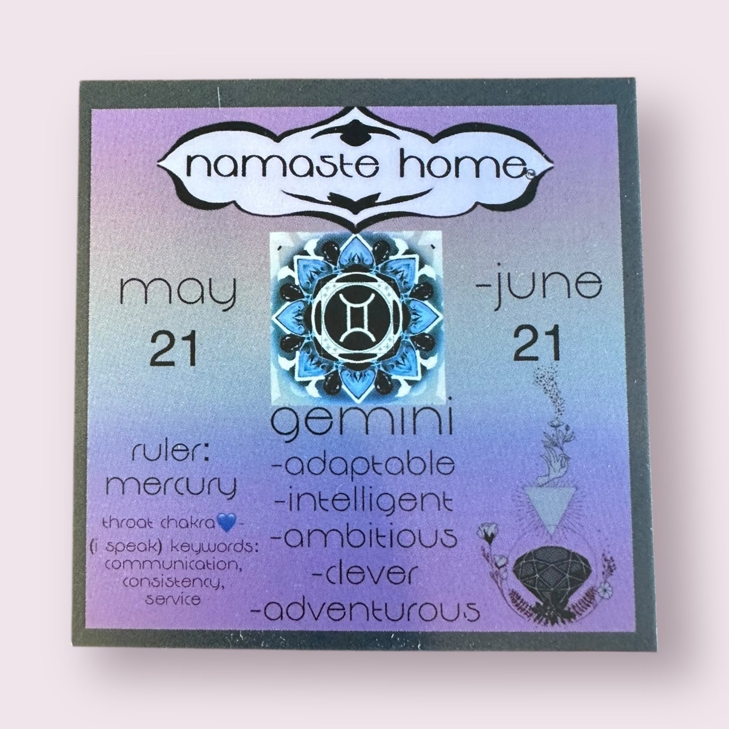 Gemini Crystal Candle, Zodiac Candle w/ Gemstones + Herbs