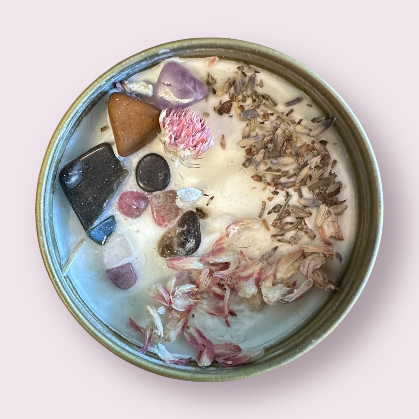 Gemini Crystal Candle, Zodiac Candle w/ Gemstones + Herbs