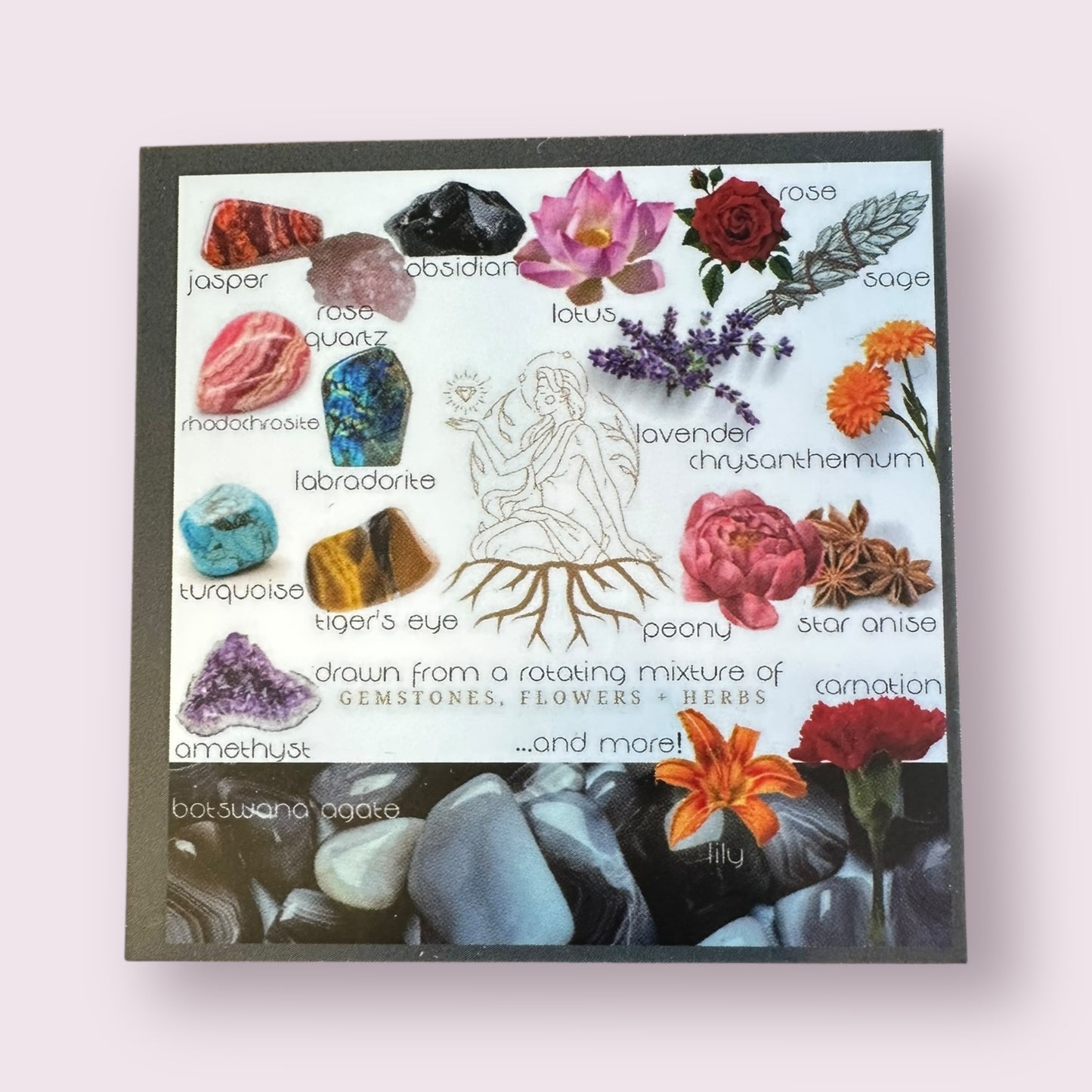 Aries Crystal Candle, Zodiac Candle w/ Gemstones + Herbs