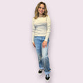 SOLID CREWNECK LONG SLEEVE SWEATER KNIT PULLOVER: NATURAL