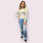 SOLID CREWNECK LONG SLEEVE SWEATER KNIT PULLOVER: NATURAL