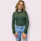 SOLID COLLARED LONG SLEEVE BODYSUIT: HUNTER GREEN