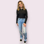 SOLID COLLARED LONG SLEEVE BODYSUIT: BLACK