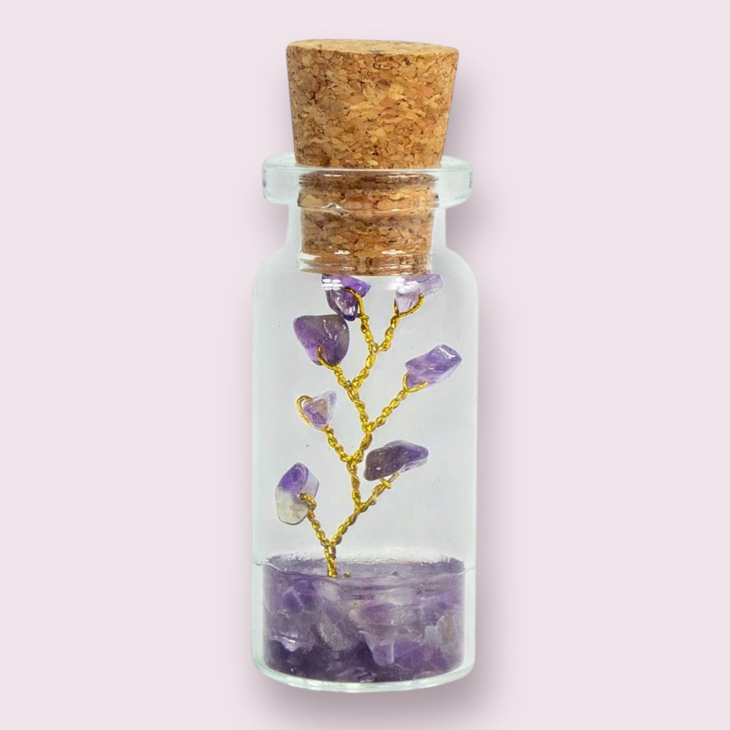Gemstone Tree of Life in Glass Bottle - Amethyst