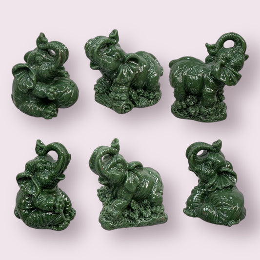 Polyresin Feng Shui Figurine Elephants - Jade