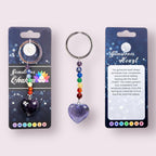 Gemstone Chakra Key Chains with Assorted Heart Stones