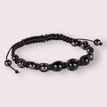 Adjustable Hematite Crystal & Gemstone Beaded Bracelets: BLACK TOURMALINE
