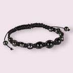 Adjustable Hematite Crystal & Gemstone Beaded Bracelets: BLACK TOURMALINE