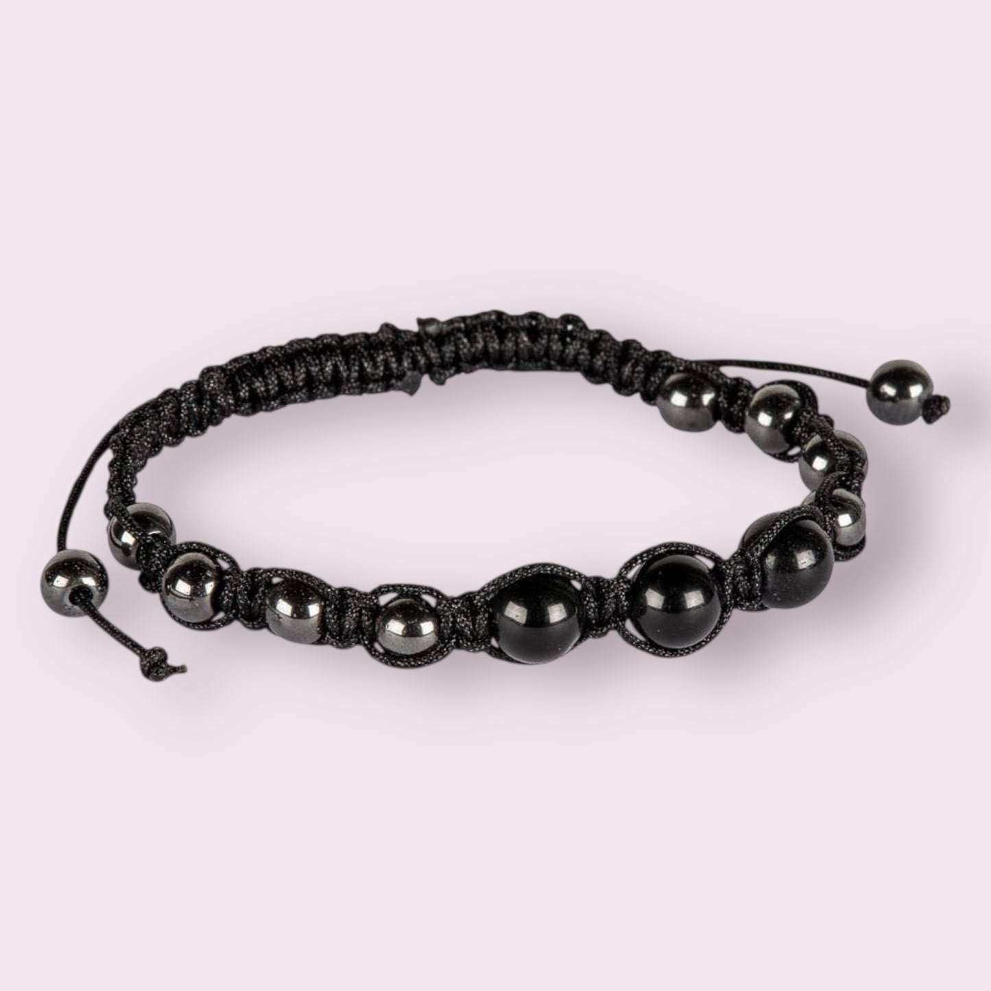Adjustable Hematite Crystal & Gemstone Beaded Bracelets: BLACK TOURMALINE