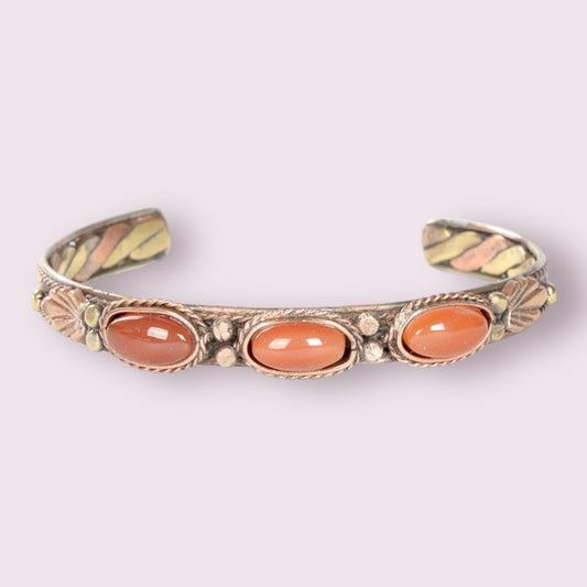 1/4" 3 Carnelian Stone  Cuff