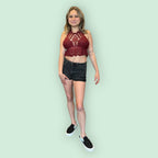 Pretty Petal High Neck Crochet Halter Top