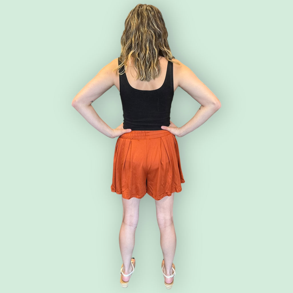 ELASTICIZED WAIST BAND LINING SHORTS1: Rust