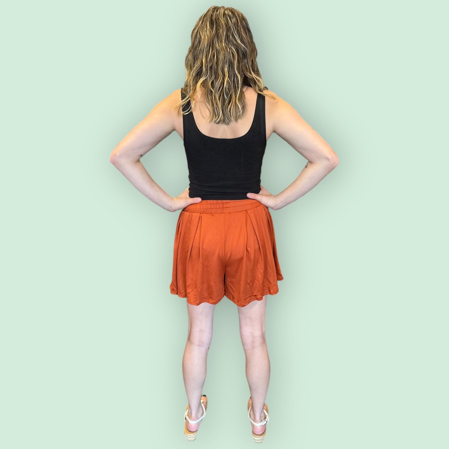 ELASTICIZED WAIST BAND LINING SHORTS1: Rust