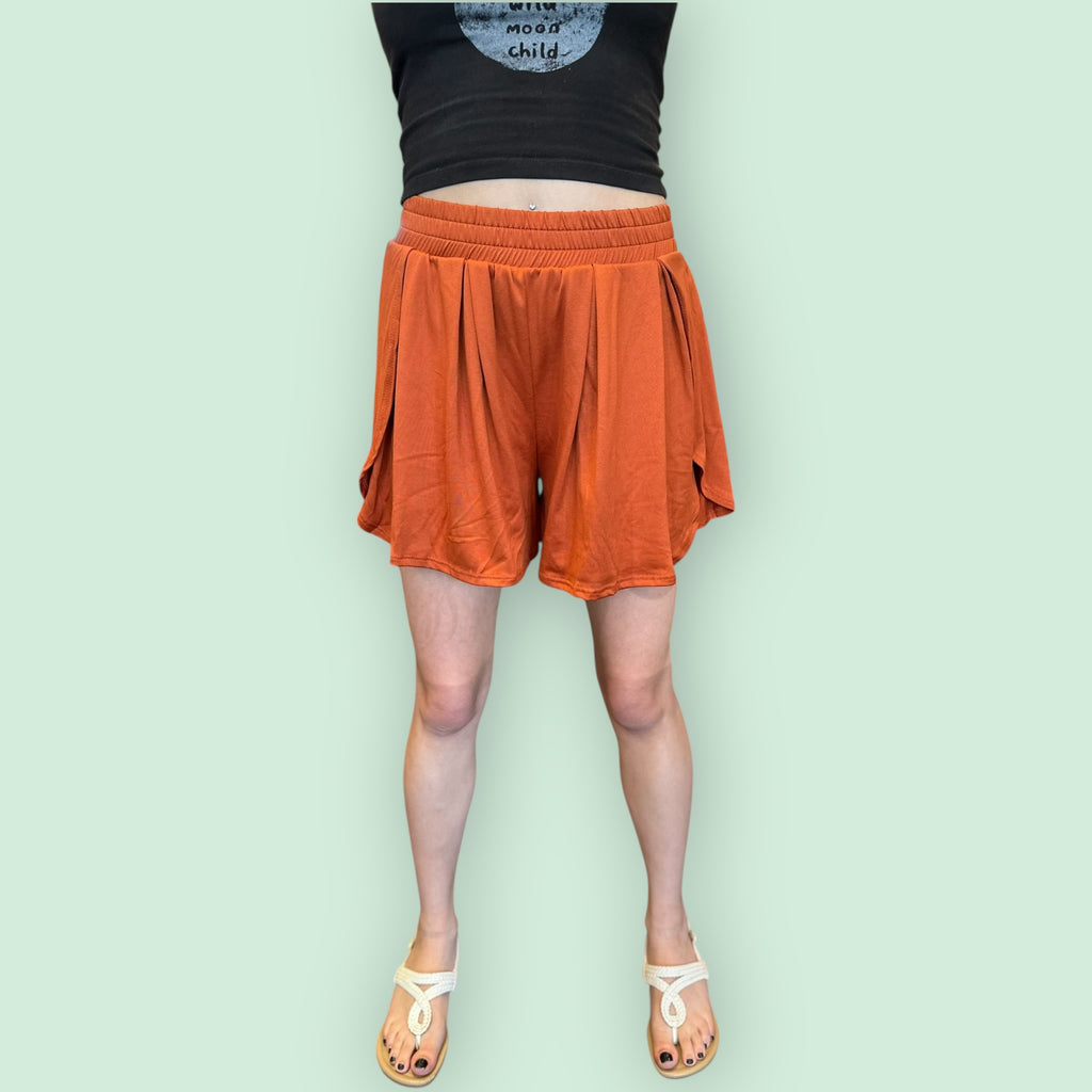 ELASTICIZED WAIST BAND LINING SHORTS1: Rust