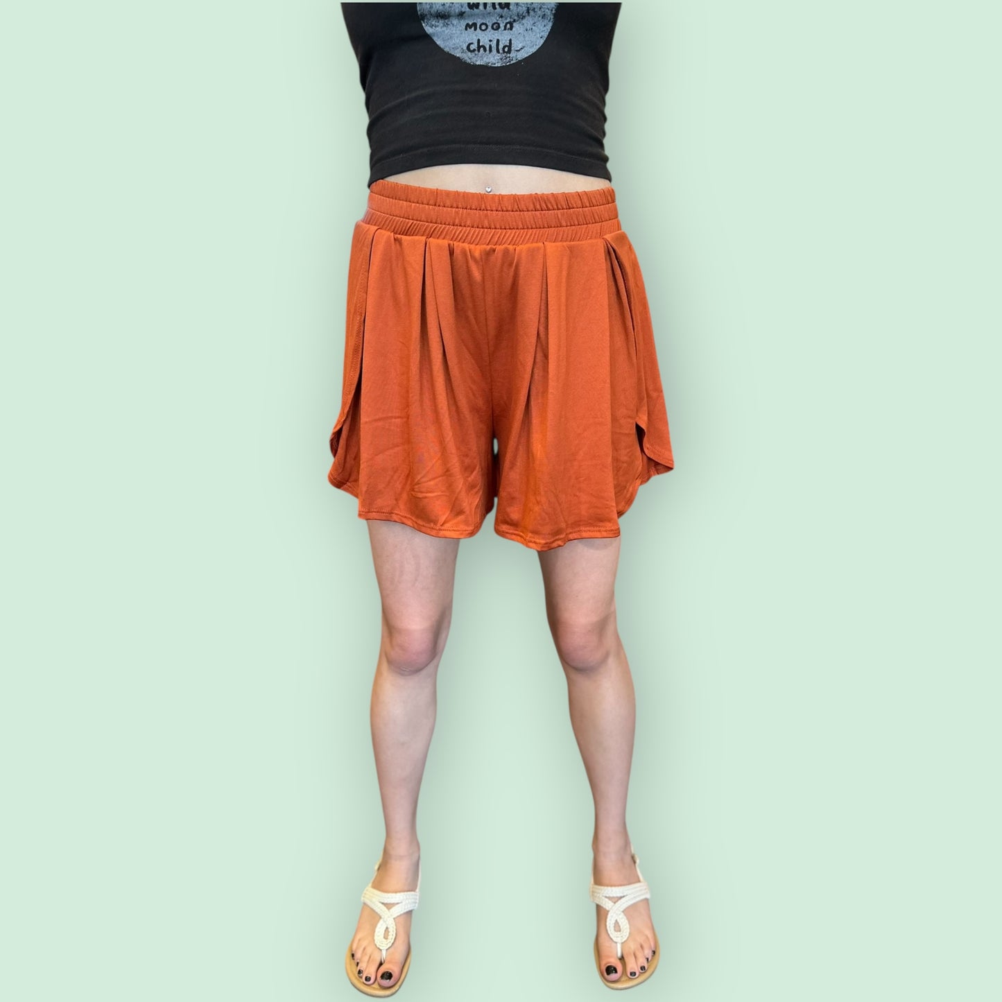 ELASTICIZED WAIST BAND LINING SHORTS1: Rust