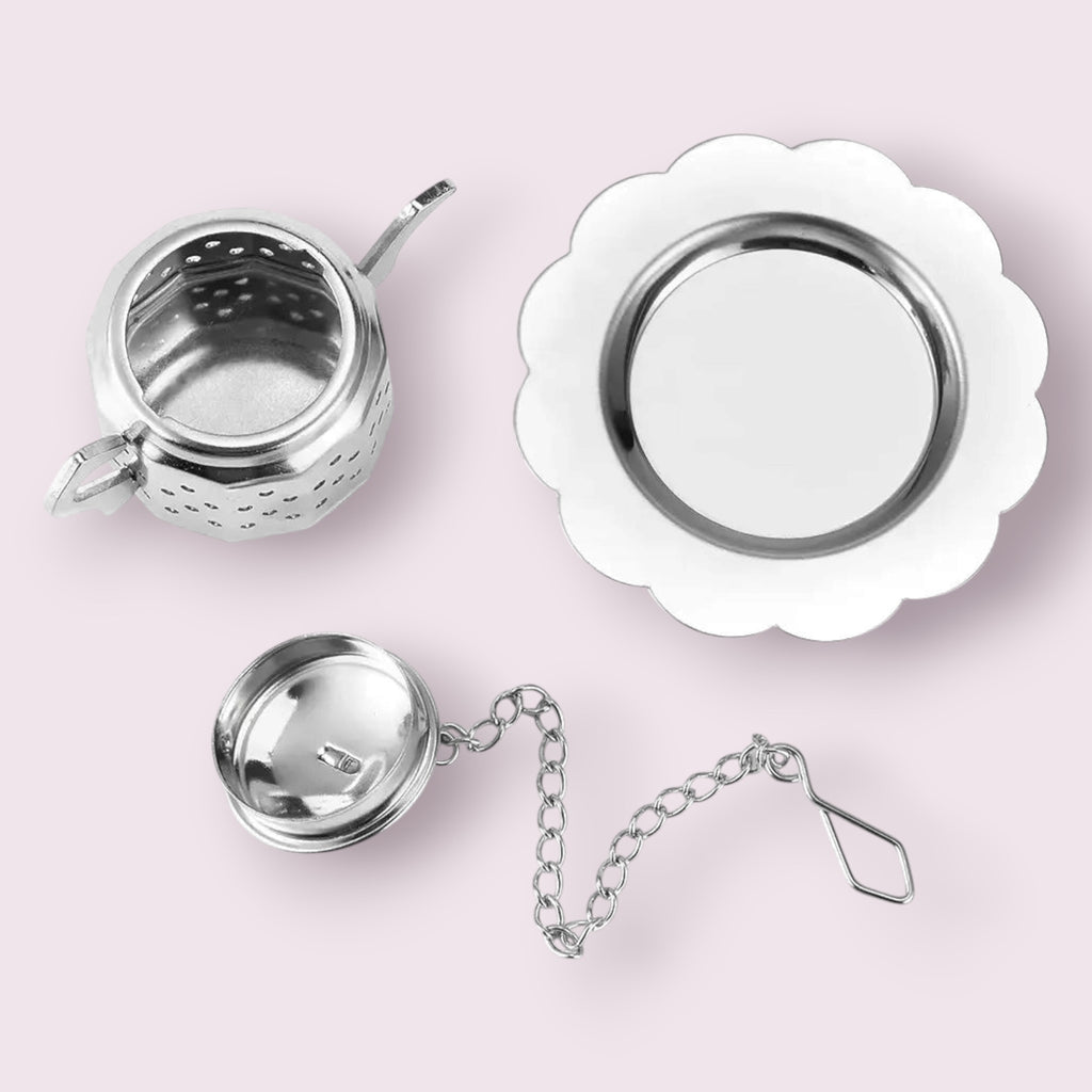 Stainless Steel Teapot Tea Infuser - 2.4", with Drip Tray