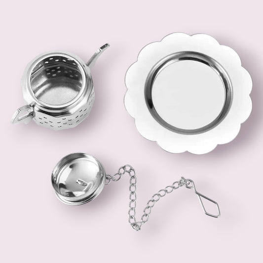 Stainless Steel Teapot Tea Infuser - 2.4", with Drip Tray