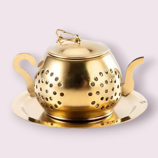 Golden Teapot Shaped Tea Infuser, Tea Drain, Tea strainer