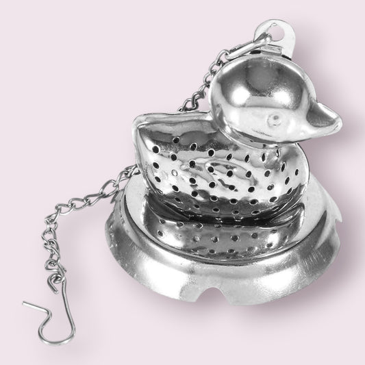 Duck Stainless Steel Tea Infuser, Hanging Mesh Strainer: Duck+Drip Tray