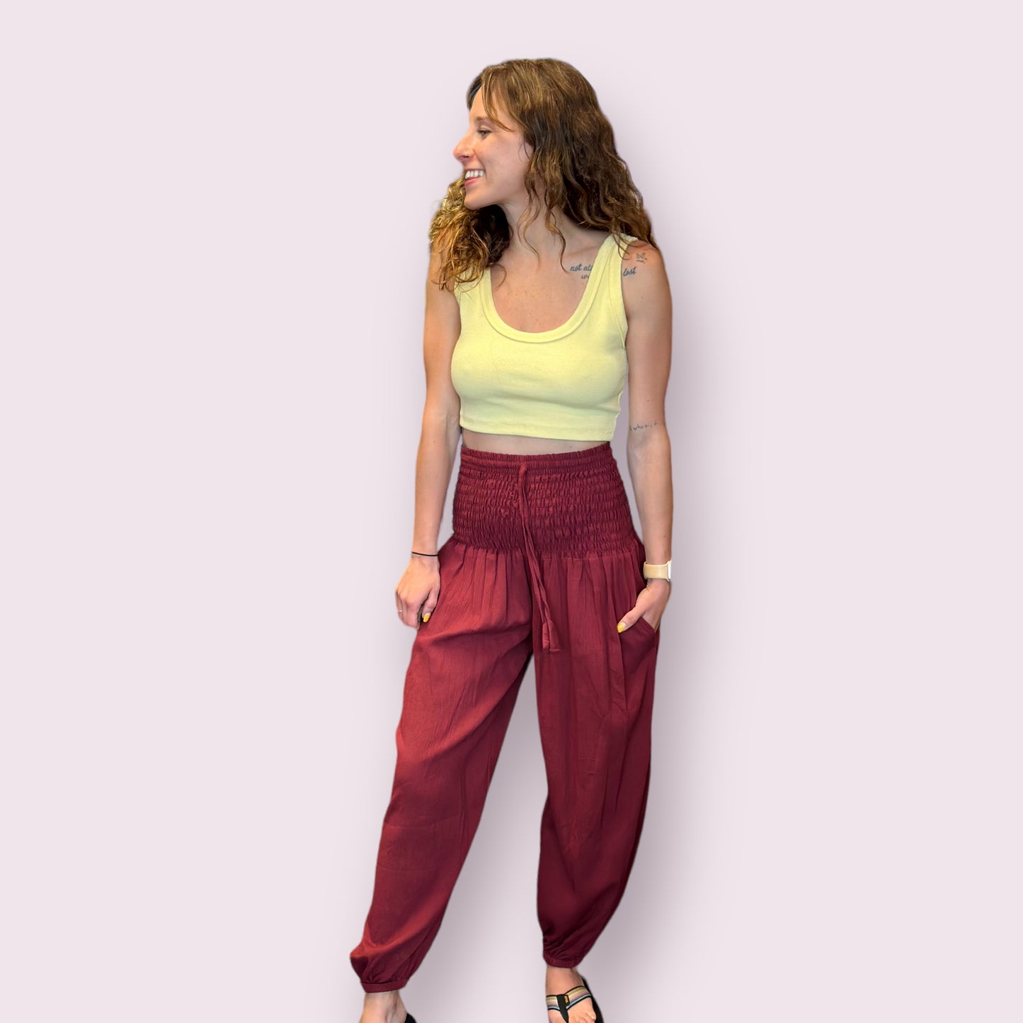 Smock Waist Harem Pants