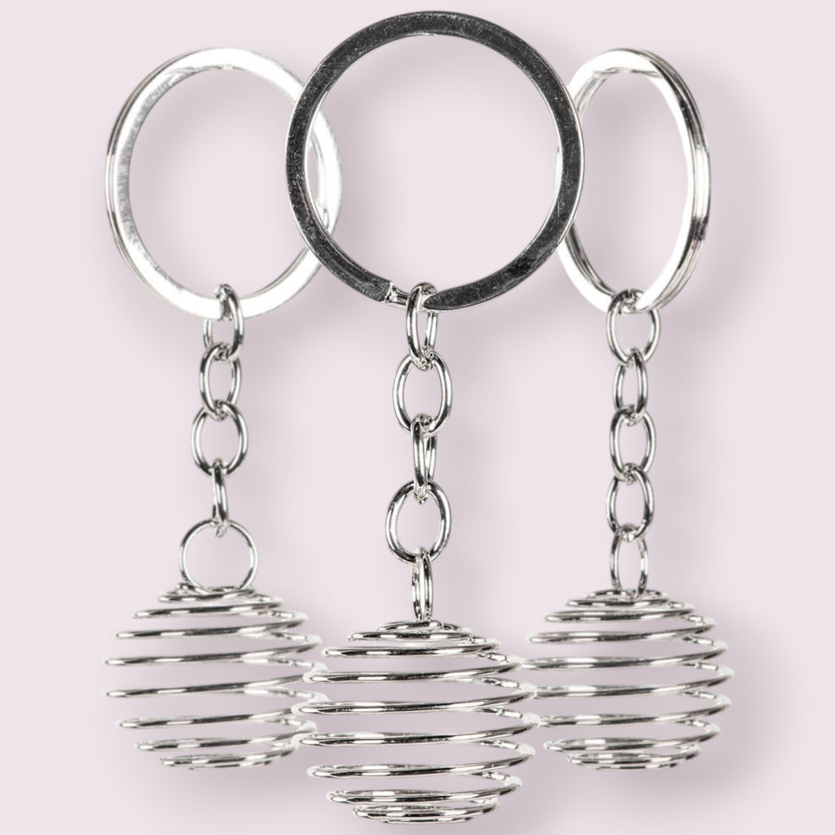 1 INCH LARGE SPRING PENDULUM KEYCHAINS: Silver