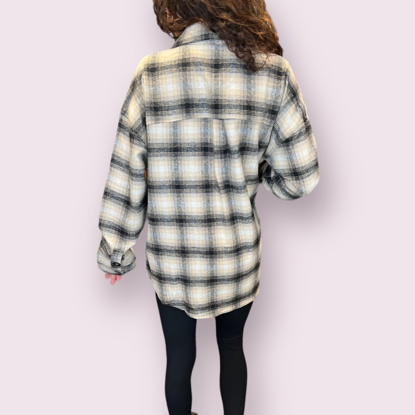 Extended Shoulder Plaid Shacket