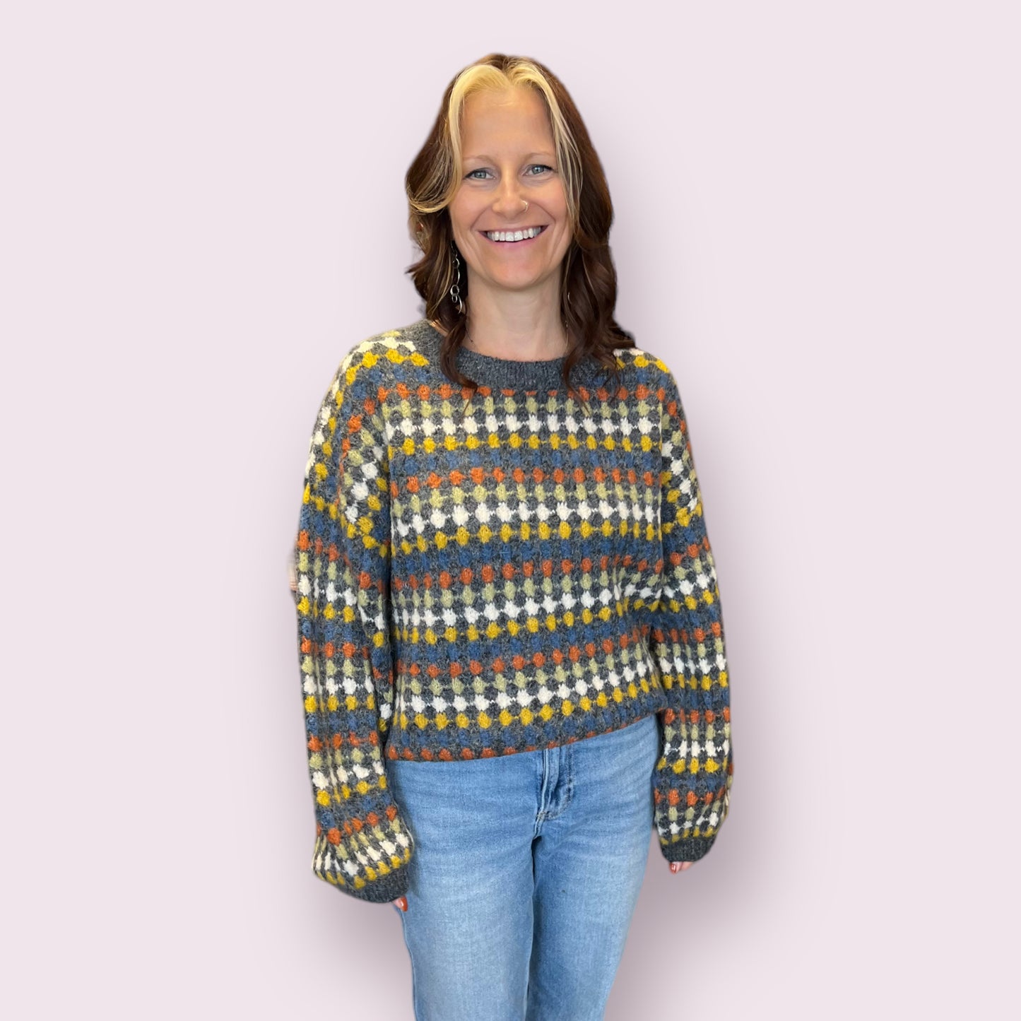 Multicolor Crew Knit Sweater