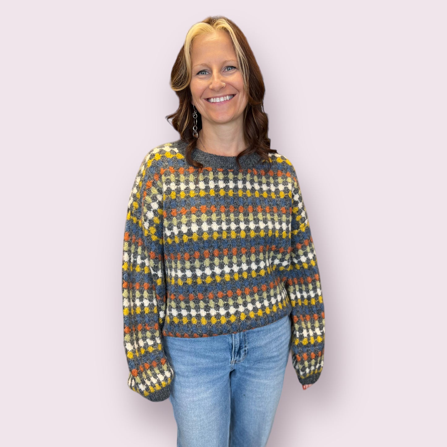 Multicolor Crew Knit Sweater