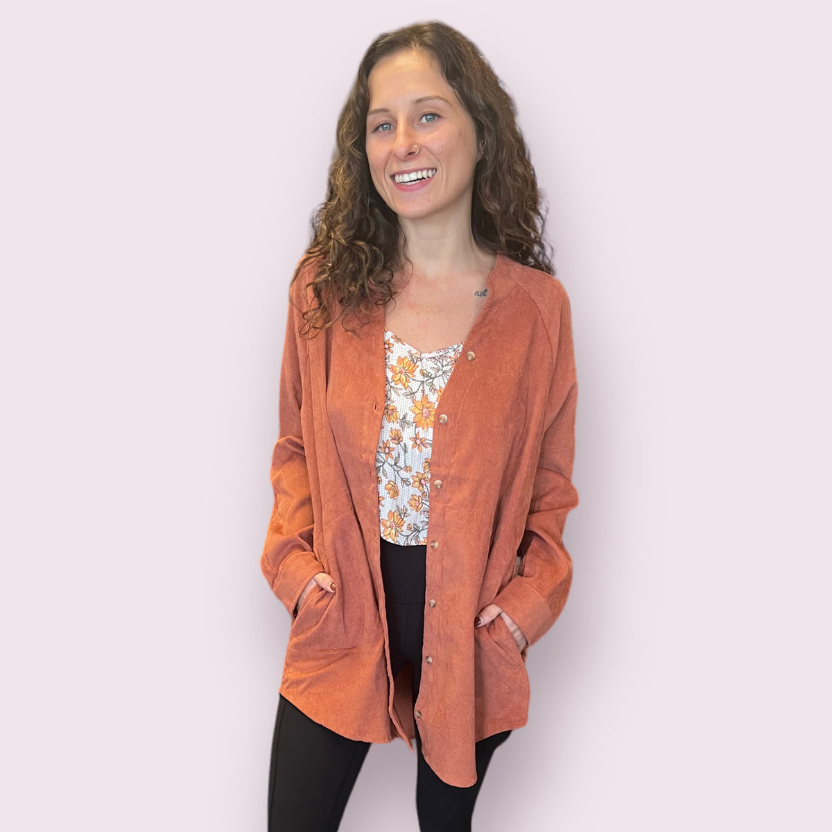 Pockets Corduroy Top - Terracotta