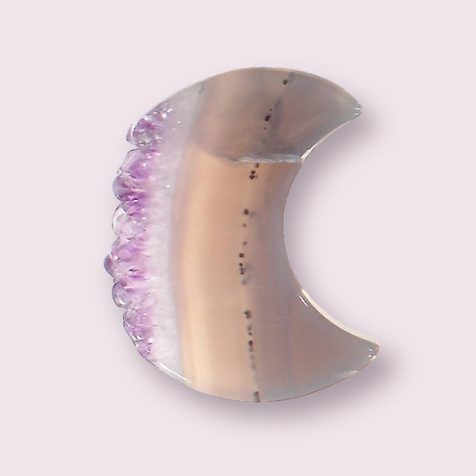 Agate Druze Moon with Amethyst Druze