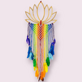 Bamboo Wall Hanging Boho Lotus w/ Macrame Chakra
