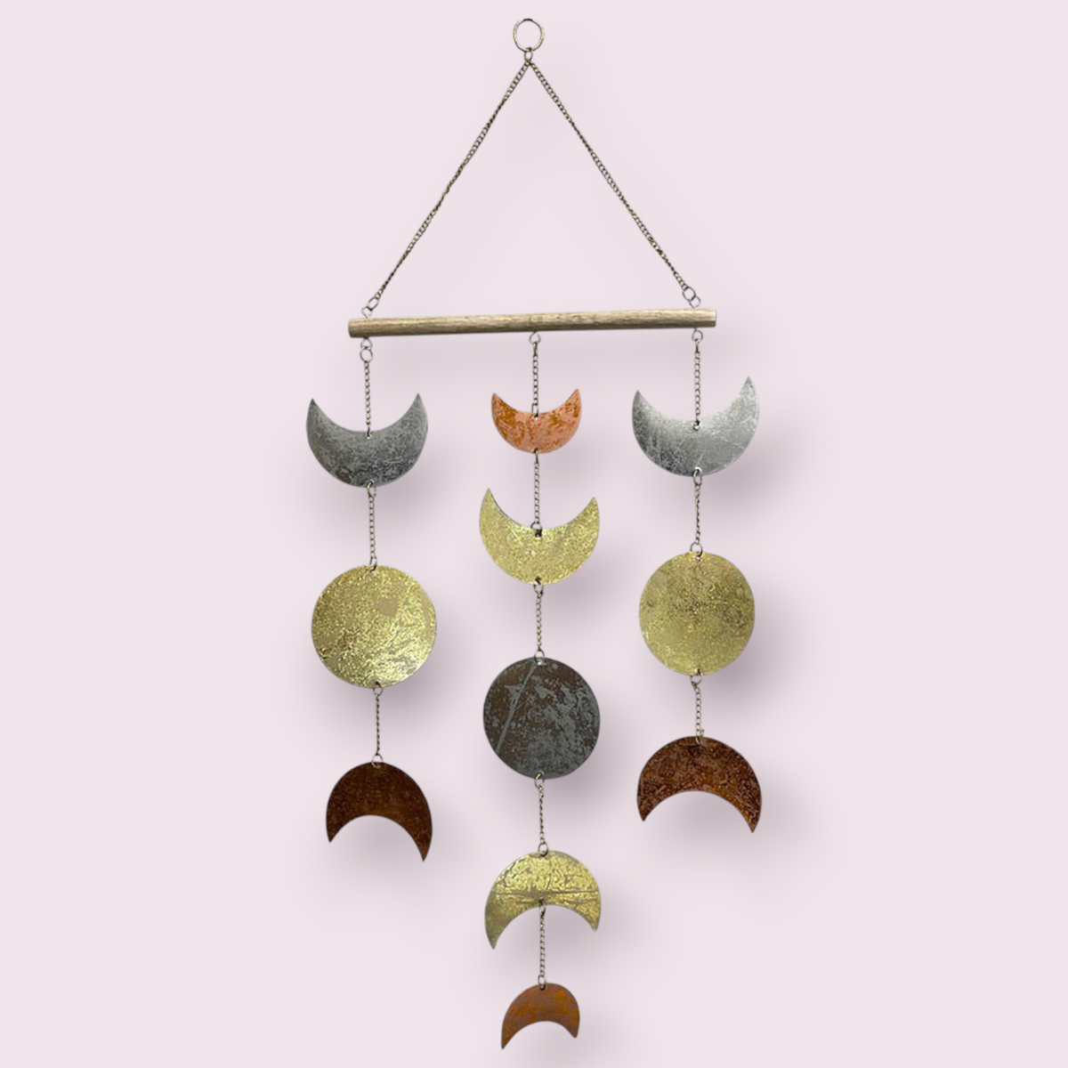 Metal Wall Hanging Mobile - Moon Phases Tri - Colored (Each)