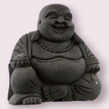 Volcanic Stone Statue Happy Buddha Black (Each)