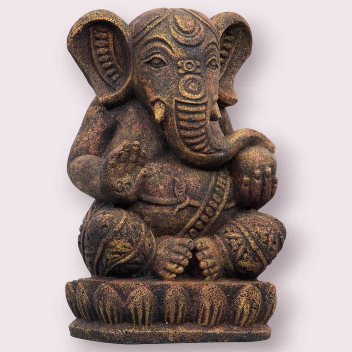 Volcanic Stone Statue - Red/gold Ganesha (Each)