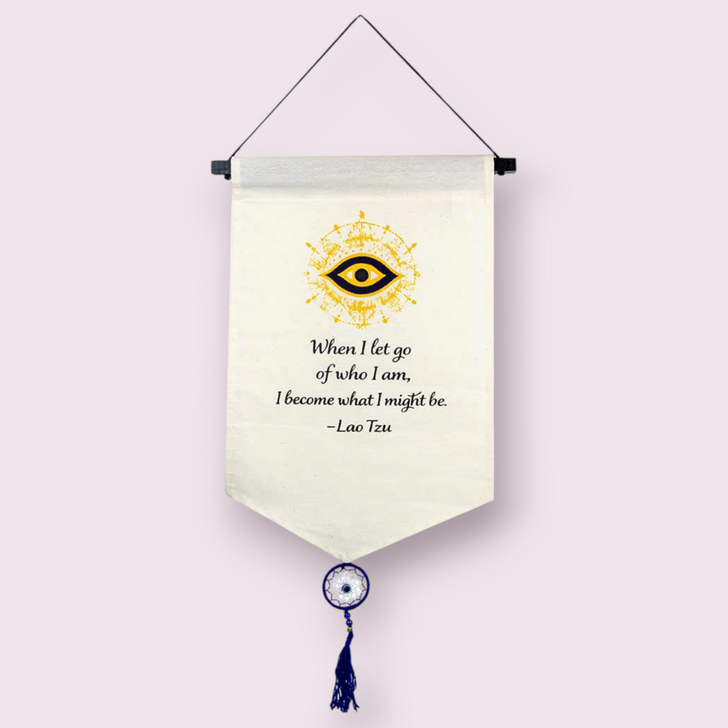 Small Cotton Banner - Lao Tzu Proverb w/ Tassel (Each): Lao Tzu