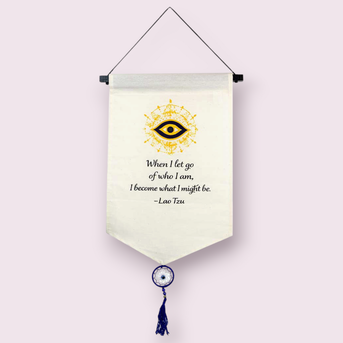 Small Cotton Banner - Lao Tzu Proverb w/ Tassel (Each): Lao Tzu
