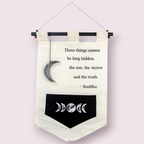 Small Cotton Banner - Buddah Proverb w/ Moon Charm (Each): Moon Charm