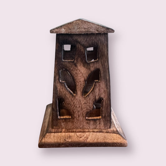 Carved Wood Incense Cone Tower