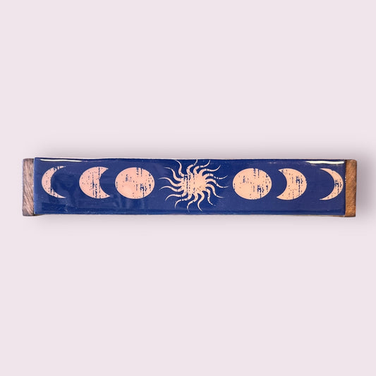Wooden Incense Burner Box - Celestial Phases