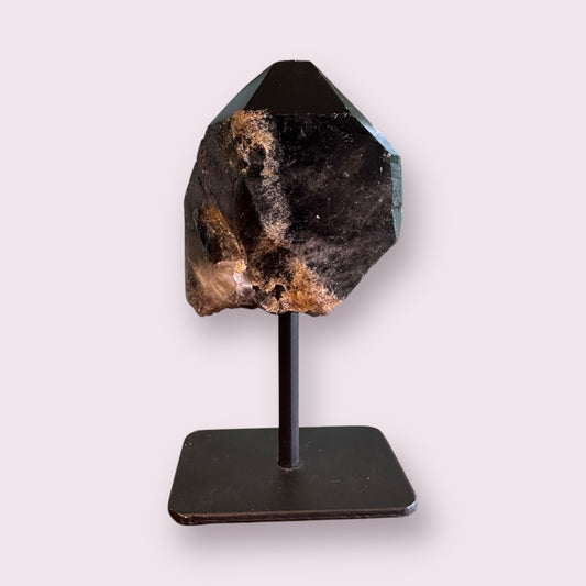 Smoky Quartz Point on Metal Base